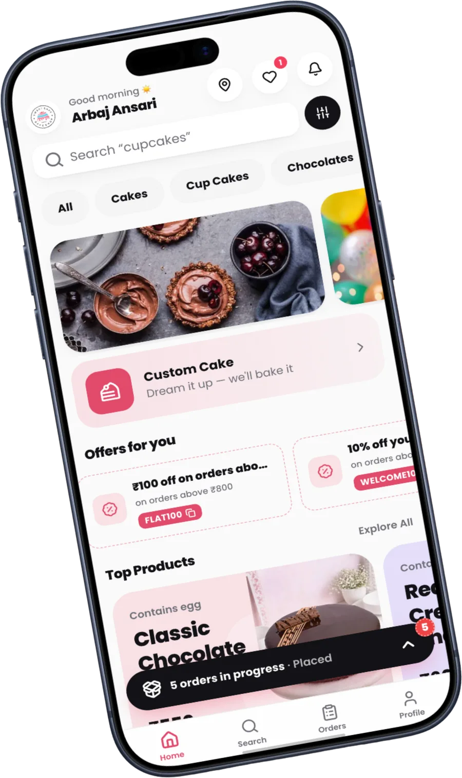 The bakery's own mobile app